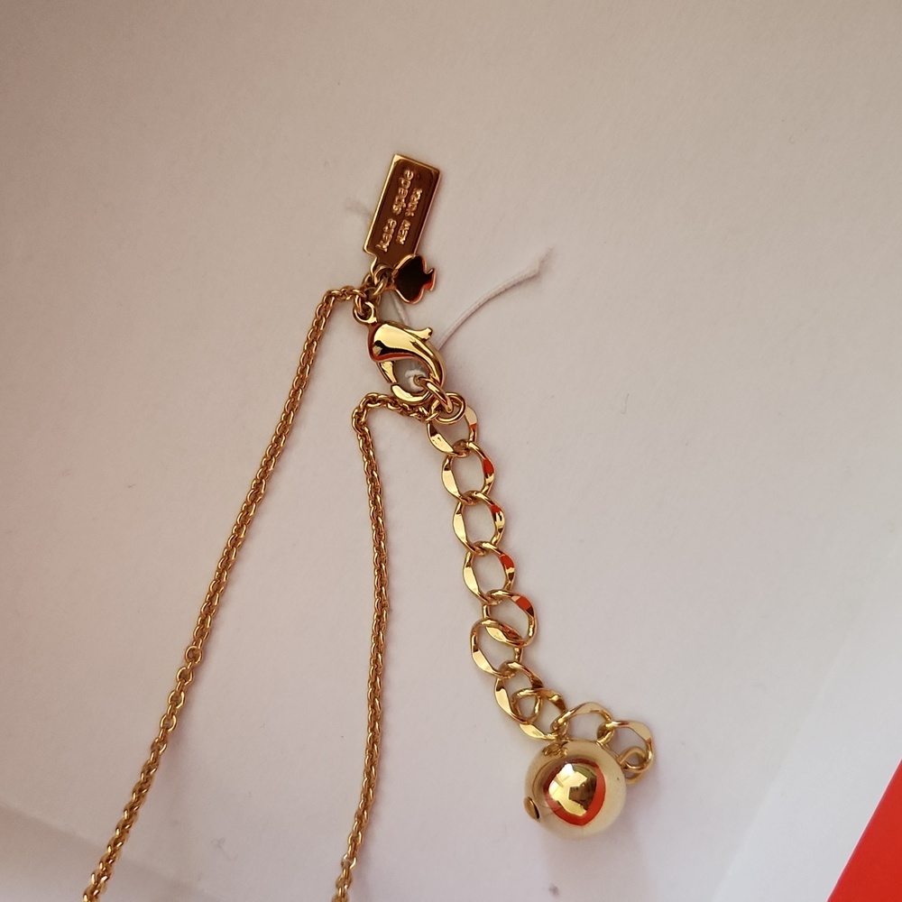 NWOT Kate Spade Hole Punch Logo Station Necklace Gold Tone Long Layering - Picture 5 of 5